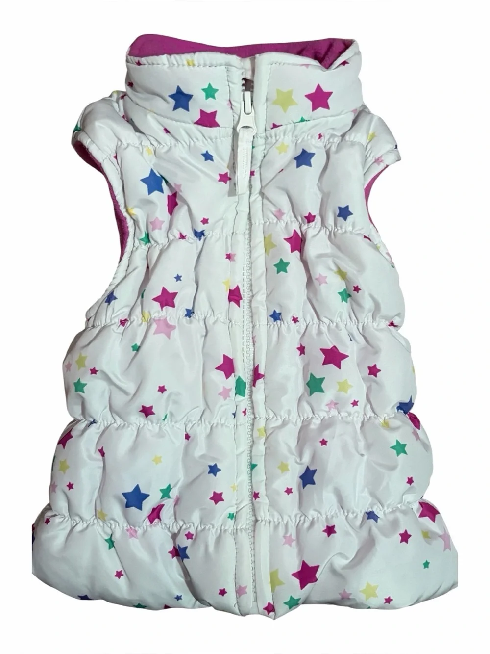 1989 Place Puffer Winter Vest White With Stars Zip Up Toddler Size 18-24 Months